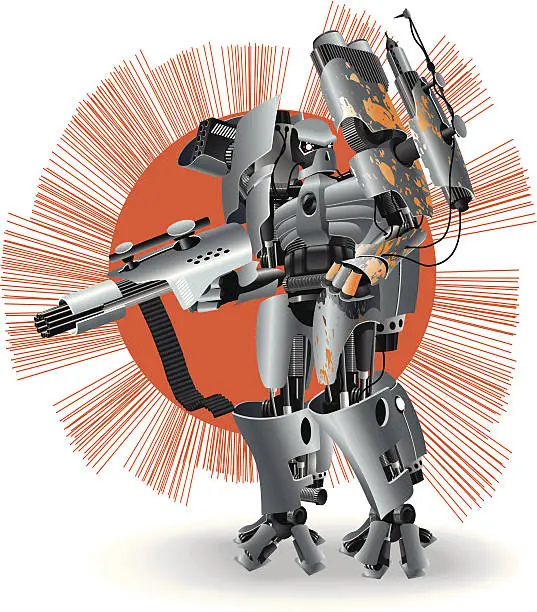 Vector illustration of Heavy Robot Fighter