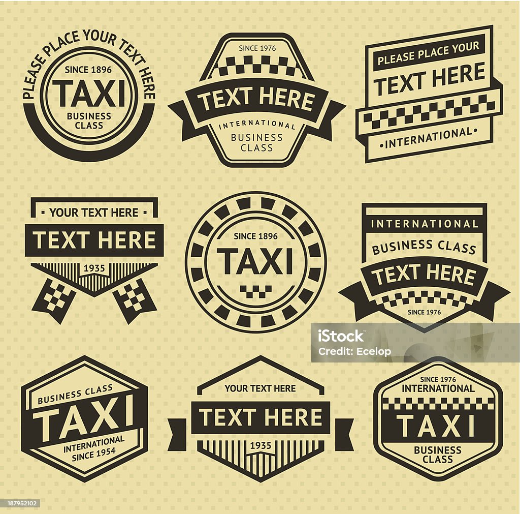 Такси этикетки набор винтажном стиле - Векторная графика Знак такси роялти-фри