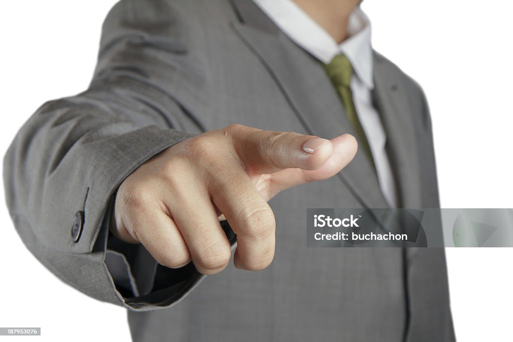 Simulant la main appuyant sur un bouton - Photo de Affaires libre de droits