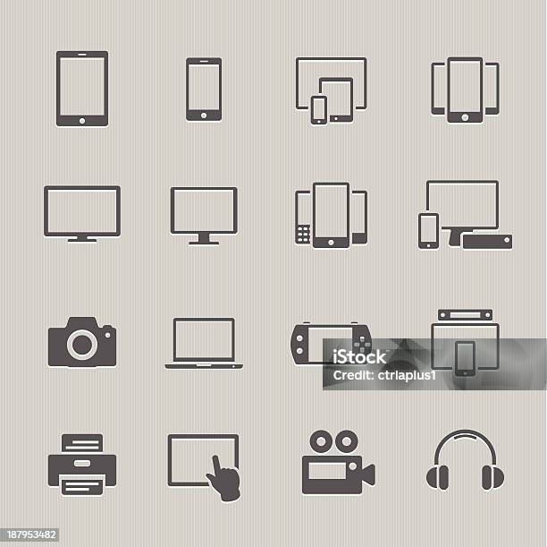 통신 장치 아이콘 세트 0명에 대한 스톡 벡터 아트 및 기타 이미지 - 0명, 가리키기, 가정용 캠코더