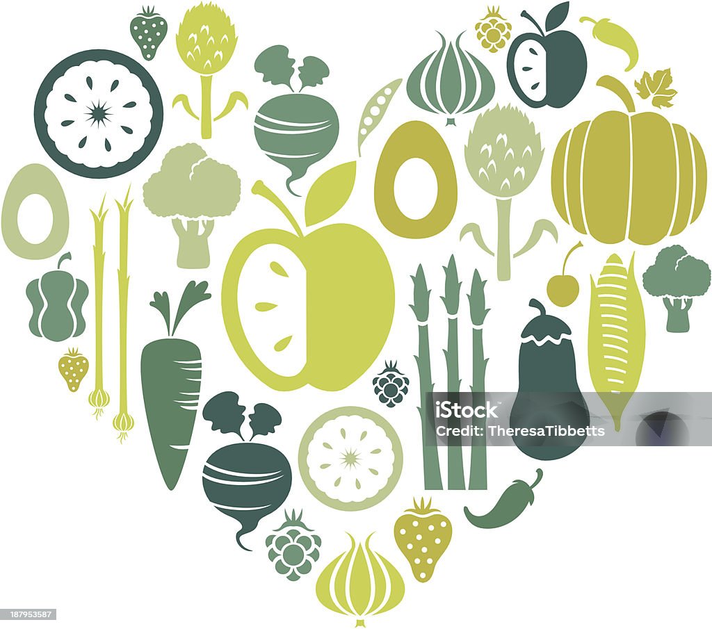 Love Healthy Food A montage of healthy food icons. Click below for more food images. Vegetable stock vector