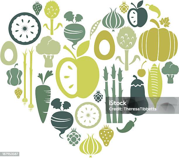 Love Healthy Food Stock Illustration - Download Image Now - Vegetable, Fruit, Heart Shape