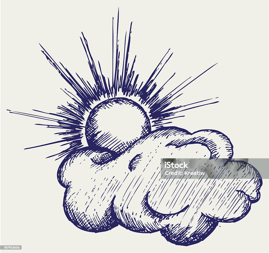 Sun in the clouds Sun in the clouds. Doodle style Sunlight stock vector