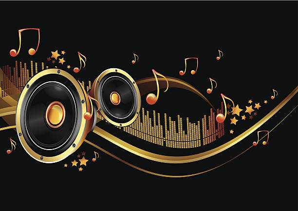 illustrazioni stock, clip art, cartoni animati e icone di tendenza di musica di sottofondo - music backgrounds gold star