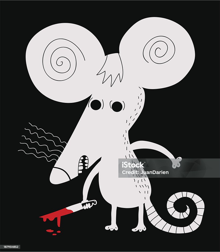 Branco mouse com bloody faca - Vetor de Adaga royalty-free