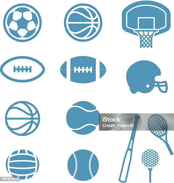 Sports Equipment And Balls Icons Stock Illustration - Download Image Now - American Football - Ball, American Football - Sport, Soccer Ball