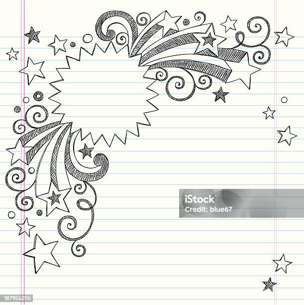 Vector Design Of Starburst Frame Notebook Drawing Stock Illustration - Download Image Now - Doodle, Education, School Building