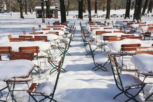 beer garden in the winter in bavaria