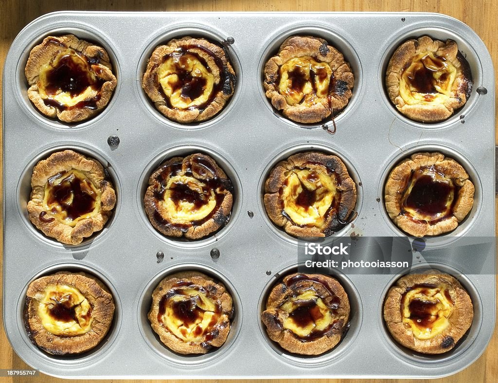 Belem pasteis. Pasteis de Belem, typical Portuguese custard pies. Baked Stock Photo