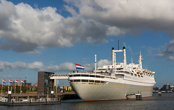 Big liner in Rotterdam port, Netherlands