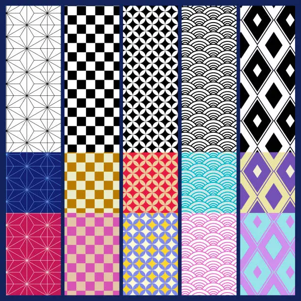 Vector illustration of Pattern Collection Wave and Diamond