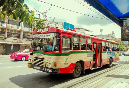 Bangkok, Thailand - September 27, 2016 : Old Bus On The Street In Bangkok. This Is One Of Main Public Transportation In Bangkok.