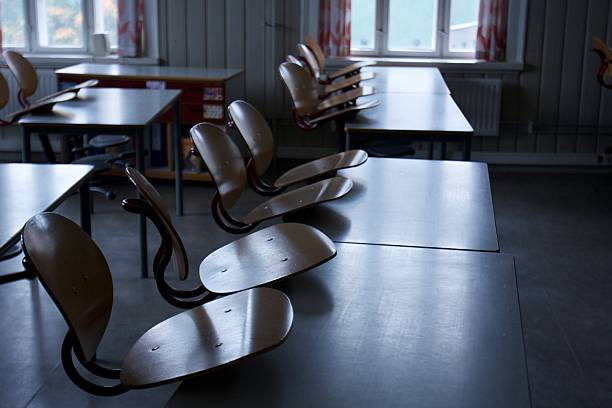 Empty classroom stock photo