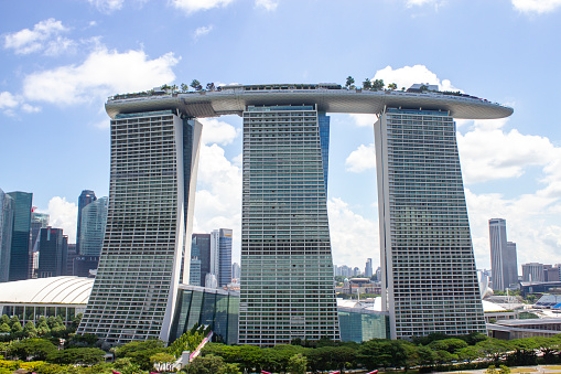 Central Business District, Singapore - June 10, 2023 : View Of Marina Bay Sands And Skyscapers At Central Business District.
