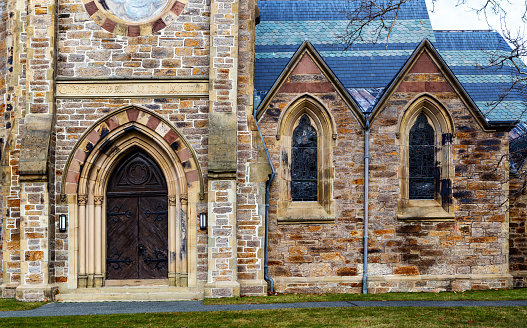 Cambridge, Massachusetts, USA - December 23, 2023: St. John's Memorial Chapel on Brattle Street. Built in 1867.