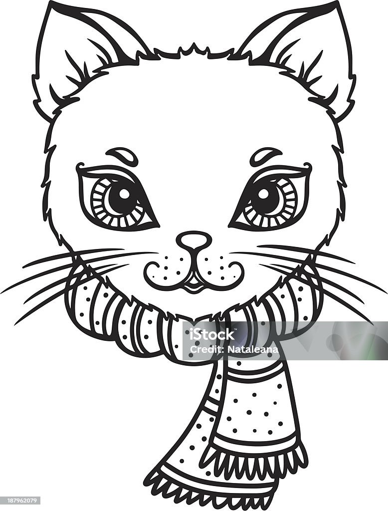 Cat with a scarf isolated Cat with a scarf isolated - vector artwork Animal stock vector