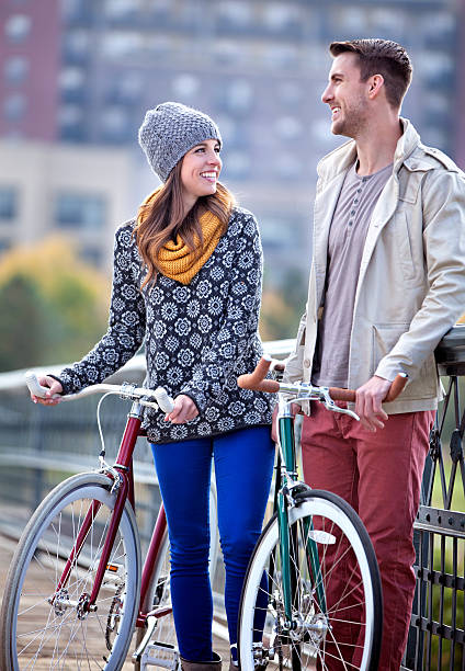 istock Young Couple with Urban Bicycles 187963331