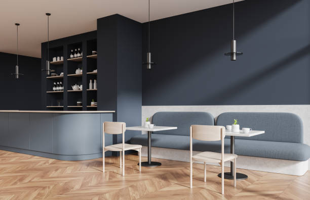 istock Gray cafe corner with bar and sofa 1879637806