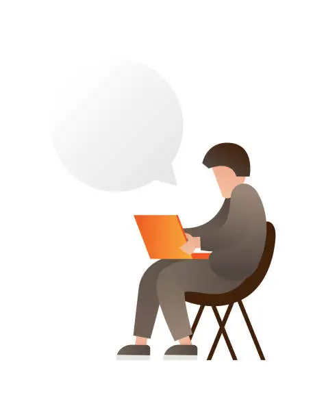 Vector illustration of Business Person With Laptop