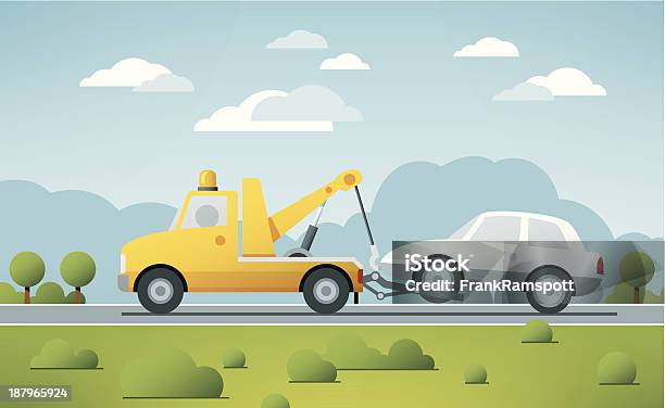 Serviço Camião Rebocador Vector Avaria - Arte vetorial de stock e mais imagens de Camião Rebocador - Camião Rebocador, Carro, Vetor