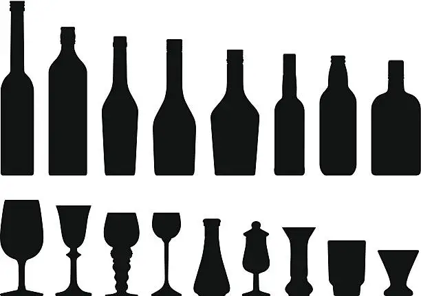 Vector illustration of Alcohol Bottoles and Glasses