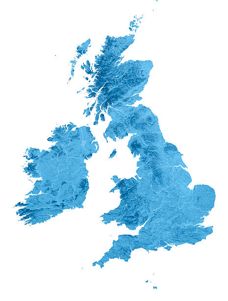 великобритания и ирландия топографической карты изолированные - республика ирландия стоковые фото и изображения