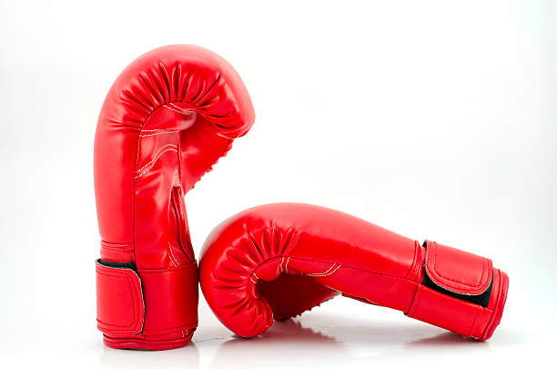 istock Red boxing gloves isolated on white background 187969131