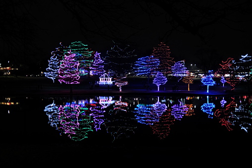 Lenexa, Kansas - December 22, 2023: Amazingly beautiful walk-through Christmas light display at Sar Ko Par Kark