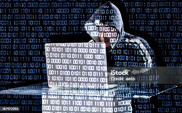 Hacker Typing On A Laptop Stock Photo - Download Image Now - Adult, Adults Only, Advice