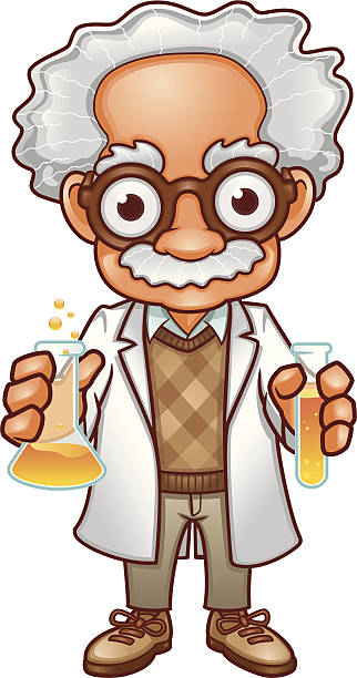 教授実験 - cartoon scientist professor mascot点のイラスト素材／クリップアート素材／マンガ素材／アイコン素材