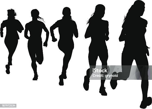 Run Women Stock Illustration - Download Image Now - Running, In Silhouette, Women