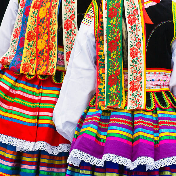 Close-up of two ethnic costumes Ethnic costumes ukrainian culture stock pictures, royalty-free photos & images