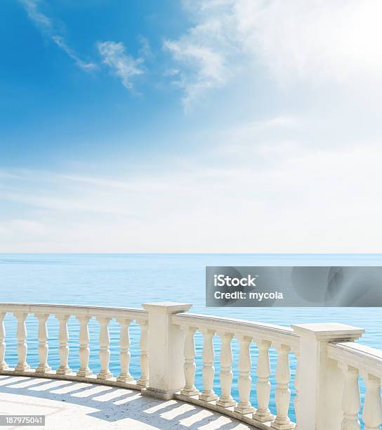 View From The Balcony To Sea Under Clouds Stock Photo - Download Image Now - Architecture, Balcony, Baluster