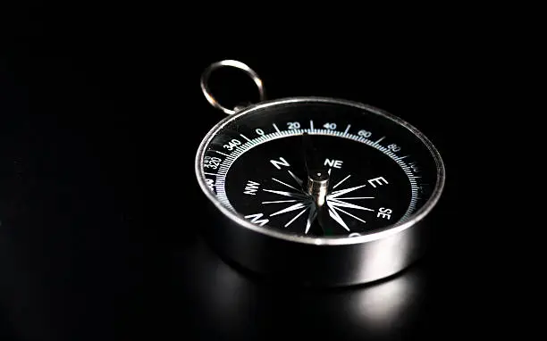 compass on  black board background