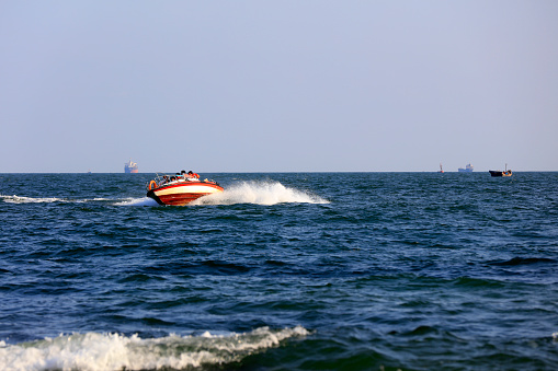 High speed boats on the sea, North China