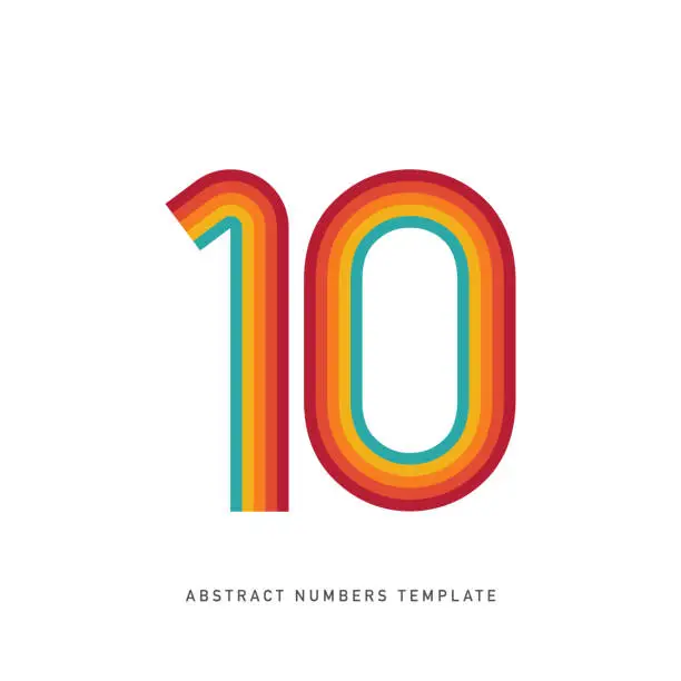 Vector illustration of Number 10. Abstract number template. Anniversary number template isolated, anniversary icon label, anniversary symbol vector stock illustration