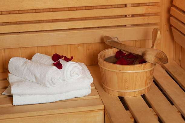 istock Sauna bucket with rose petals 187978613
