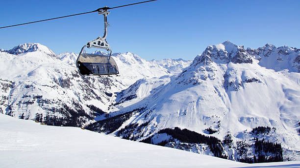 istock Picturesque winter landscape with skilift. 187979054