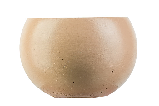 Empty ceramic cream color flowerpot isolated over the white background. ream color flowerpot. File contains clipping path.