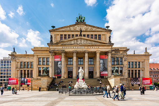 Berlin, Germany - May 2019: Concert Hall (Konzerthaus) on Gendarmenmarkt square