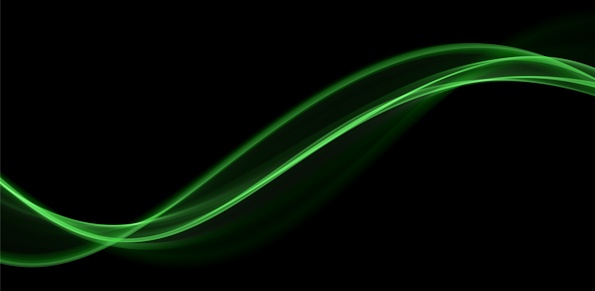 Green abstract wave. Magic line design. Flow curve motion element. Neon gradient wavy illiustration.