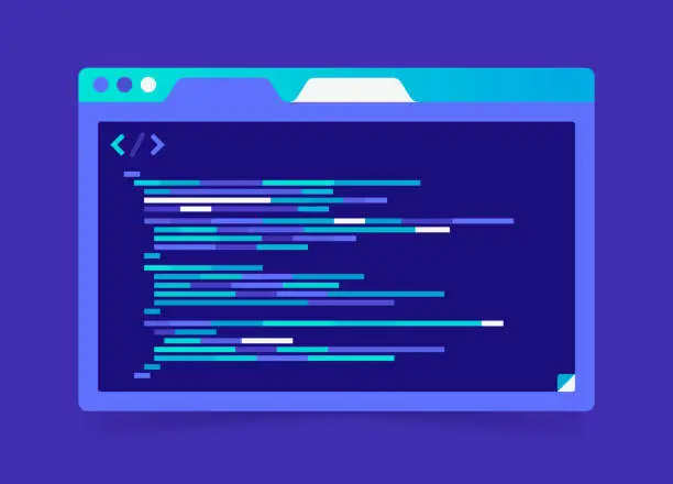 Vector illustration of Programming Coding Script Computer Window Browser Software