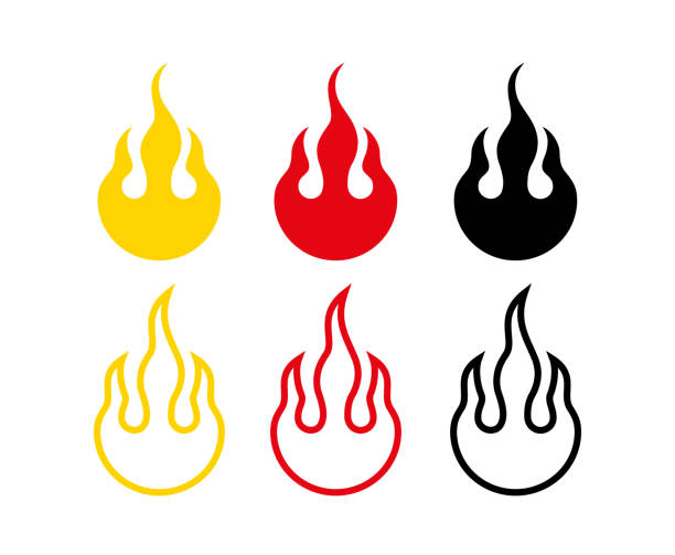 istock Fire icons set. Symbol of danger and importance. 1879863083