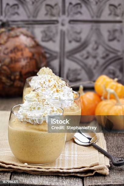 Pumpkin Smoothies Stock Photo - Download Image Now - Cream - Dairy Product, Drinking Glass, Whipped Cream