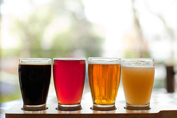 beer sampler - horizontal stock photo