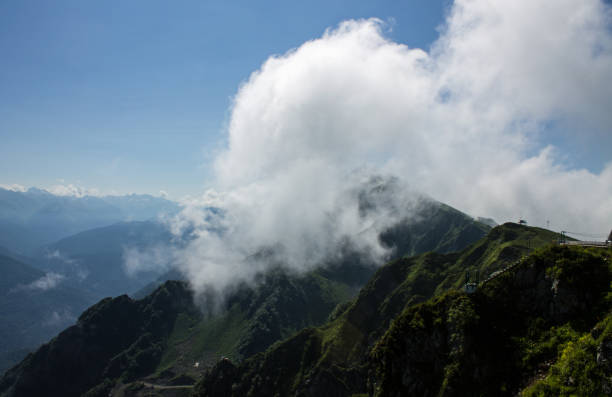 istock large white cloud on top of a mountain on a sunny summer day 1879889228