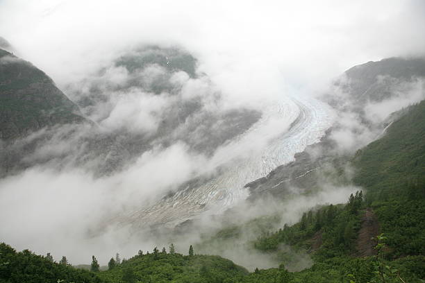 Salmon Glacier, north of Stewart, British Columbia, Canada. Salmon Glacier is located approximately 25 km north of Hyder, Alaska and Stewart, BC, Canada. This photo was taken in July, 2006. salmon glacier stock pictures, royalty-free photos & images