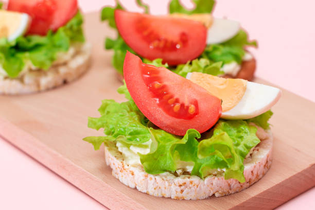istock Rice Cake Sandwiches with Tomato, Lettuce and Egg 1879903130