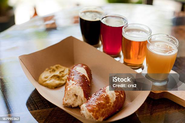 Pretzel And Beer Horizontal Stock Photo - Download Image Now - Baked, Beer - Alcohol, Beer Tap