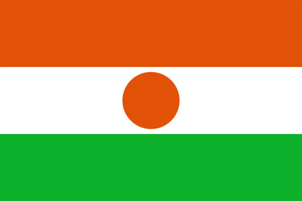 Flag of Niger. Nigerian orange and green flag with the sun in the center. State symbol of the Republic of Niger. niger state stock illustrations